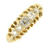 A late Victorian 18ct gold old-cut diamond five-stone ring.
