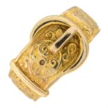 A late Victorian 9ct gold buckle ring.