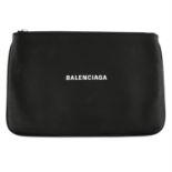 BALENCIAGA – a black leather pouch.