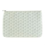 GOYARD - a white monogram leather pouch.