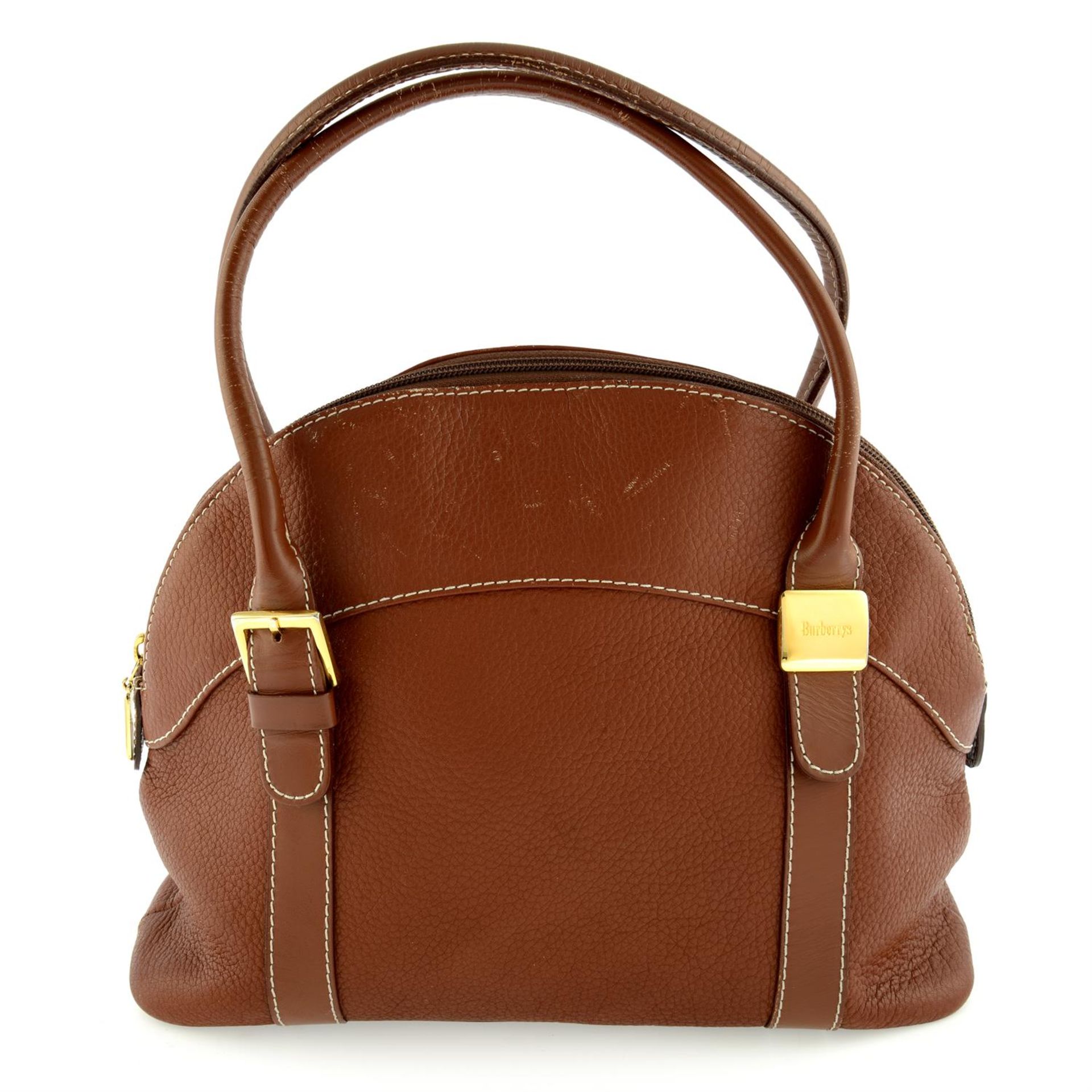 BURBERRY - a brown leather handbag.