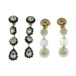 CHRISTIAN DIOR - two pairs of clip-on drop earrings.