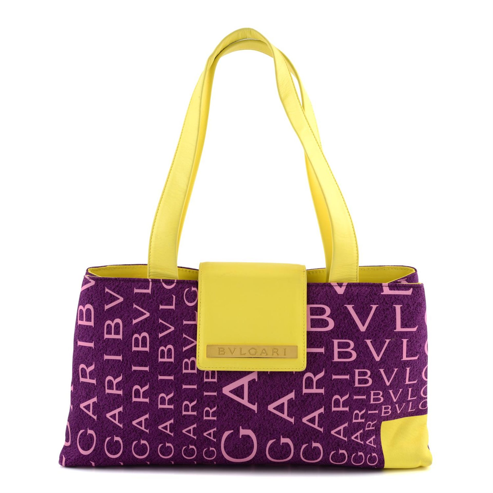 BULGARI - a purple monogram handbag.