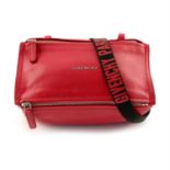 GIVENCHY - a red leather Pandora bag.