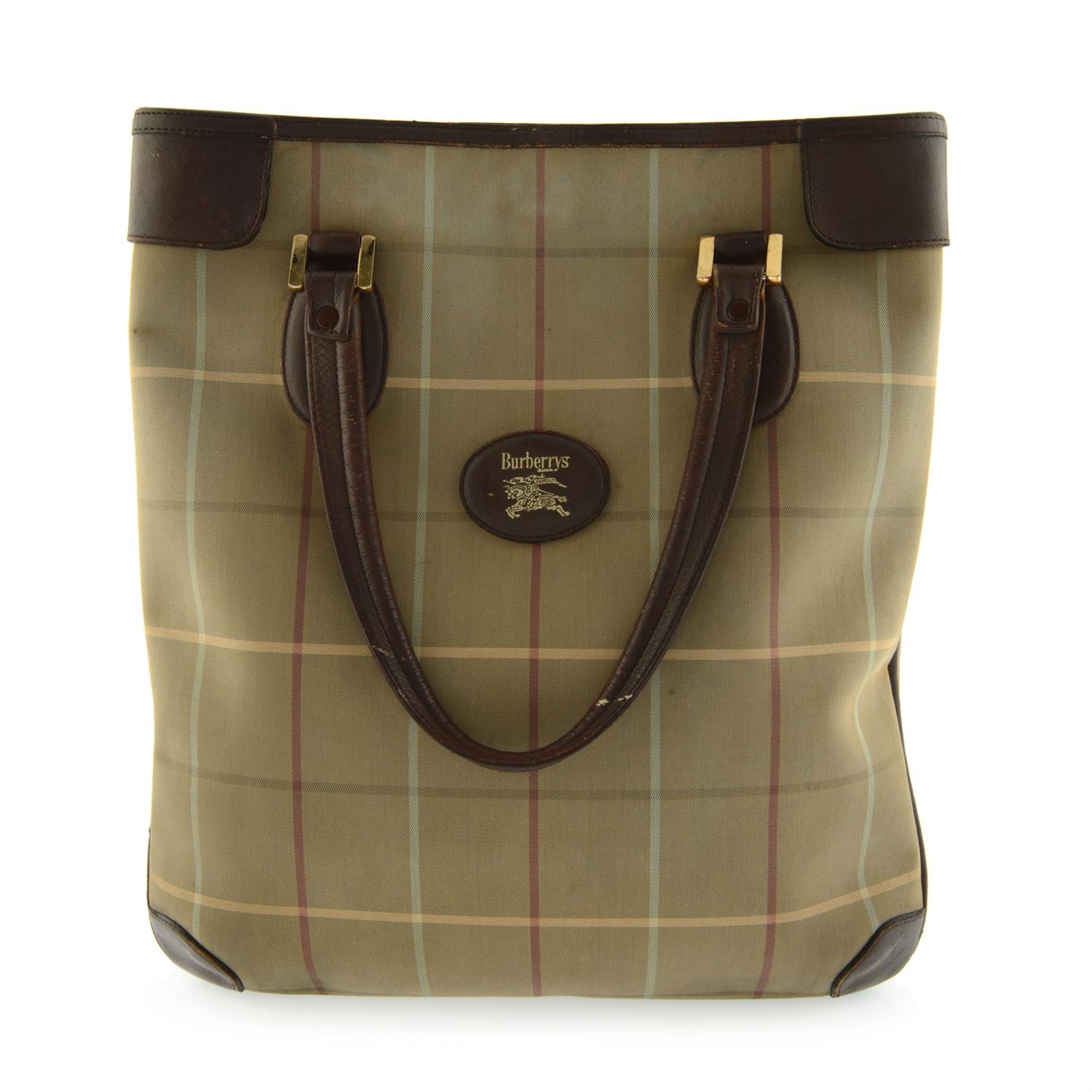 BURBERRY - a canvas check tote bag.