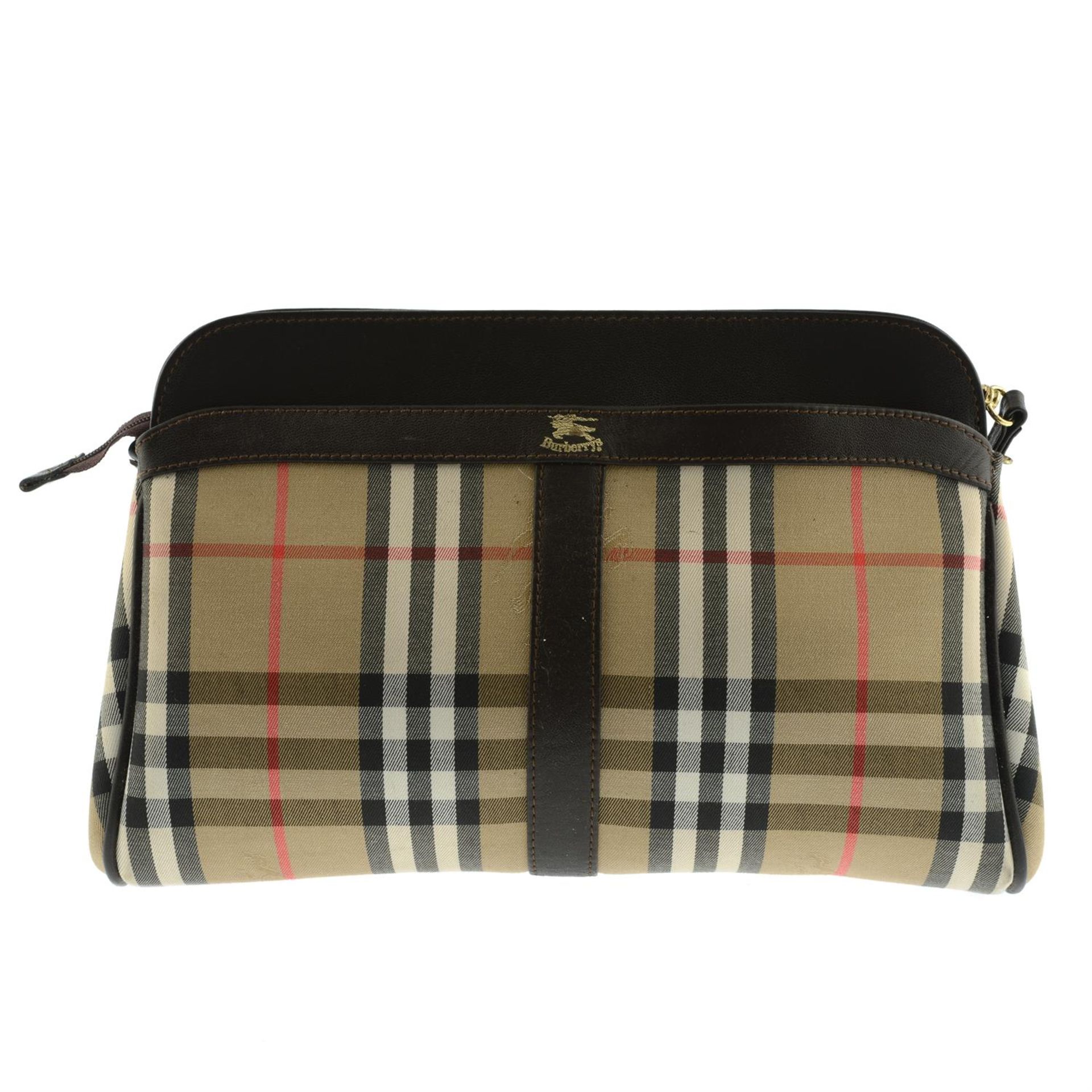 BURBERRY - a Haymarket check canvas handbag.