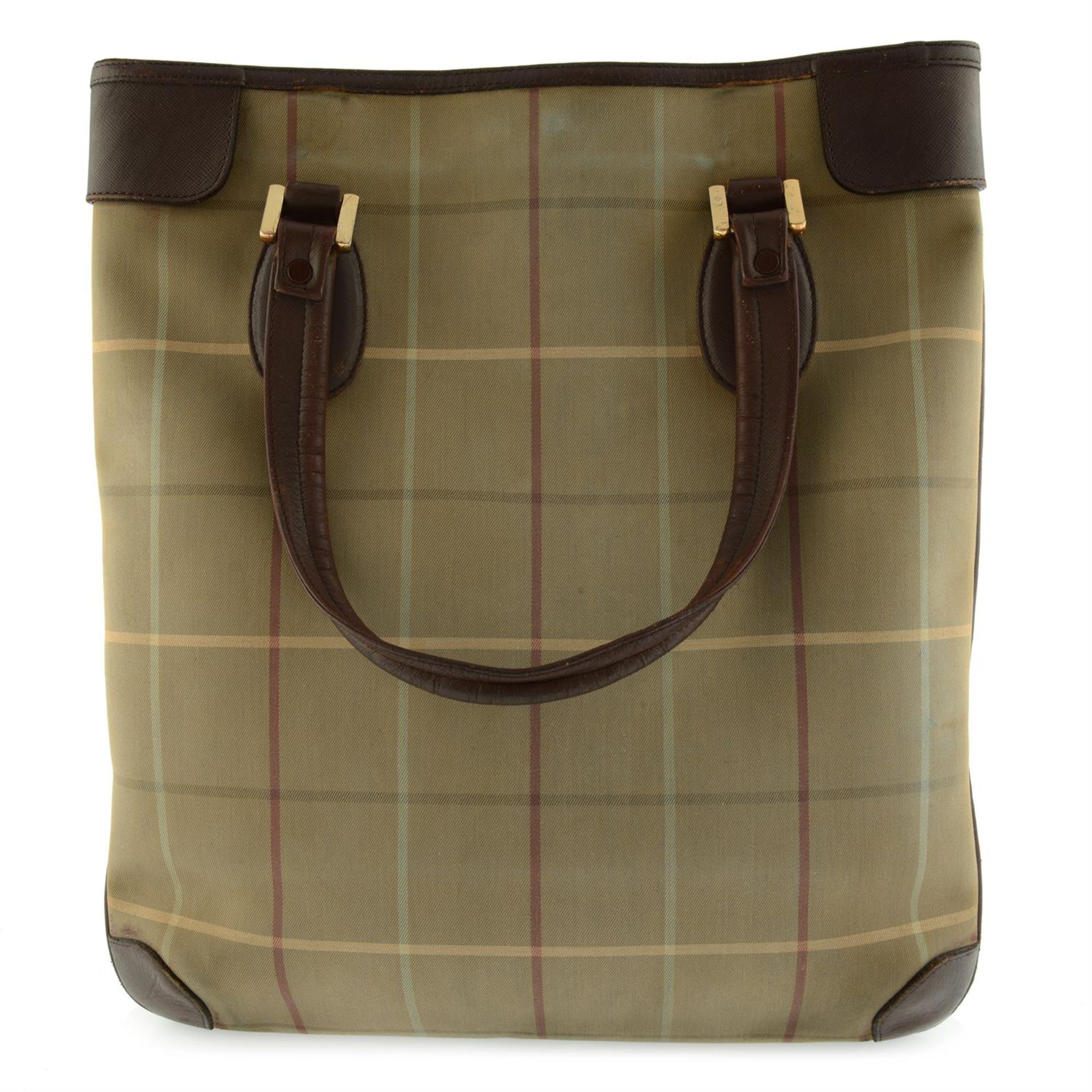 BURBERRY - a canvas check tote bag. - Image 2 of 5