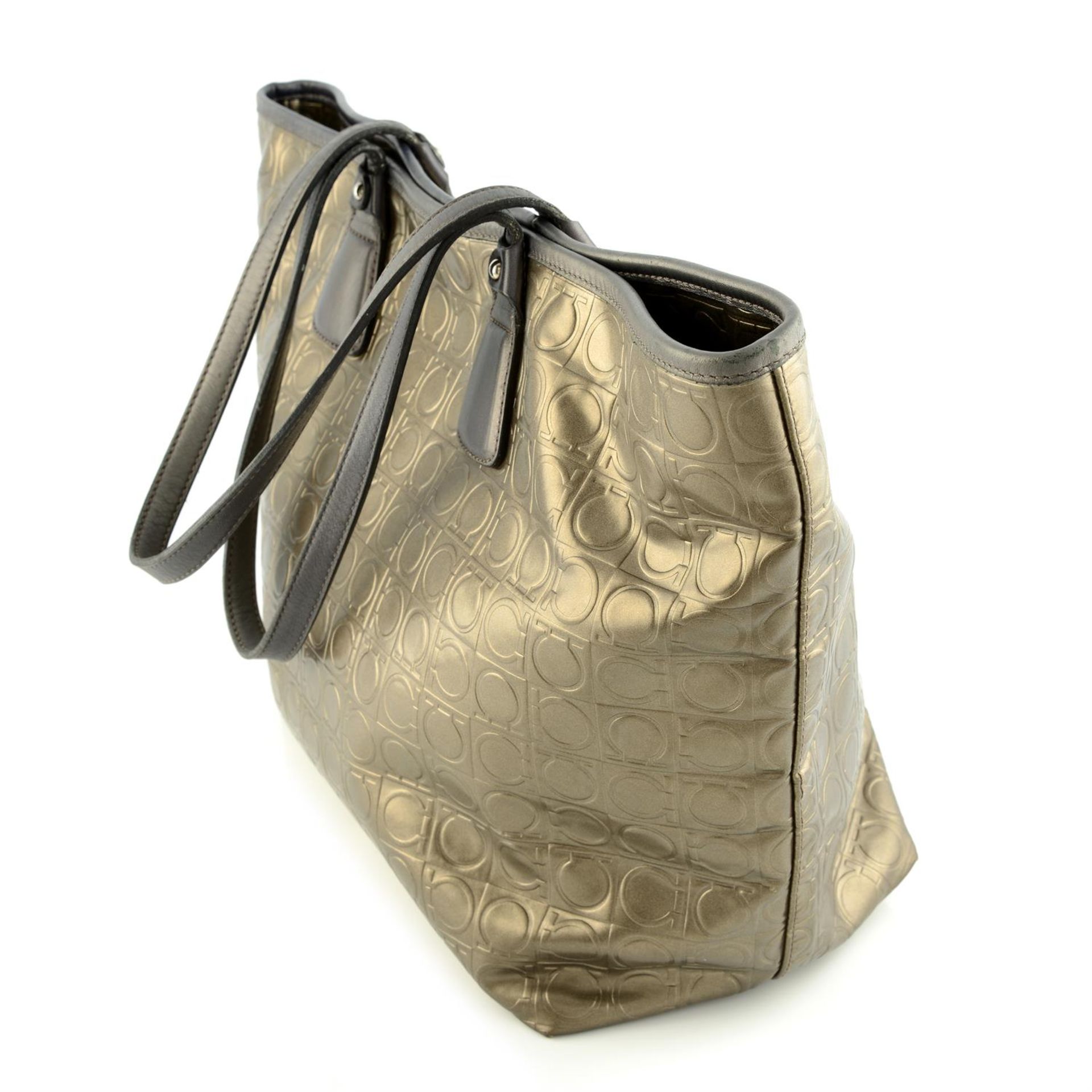 SALVATORE FERRAGAMO - a metallic embossed leather tote. - Image 3 of 5