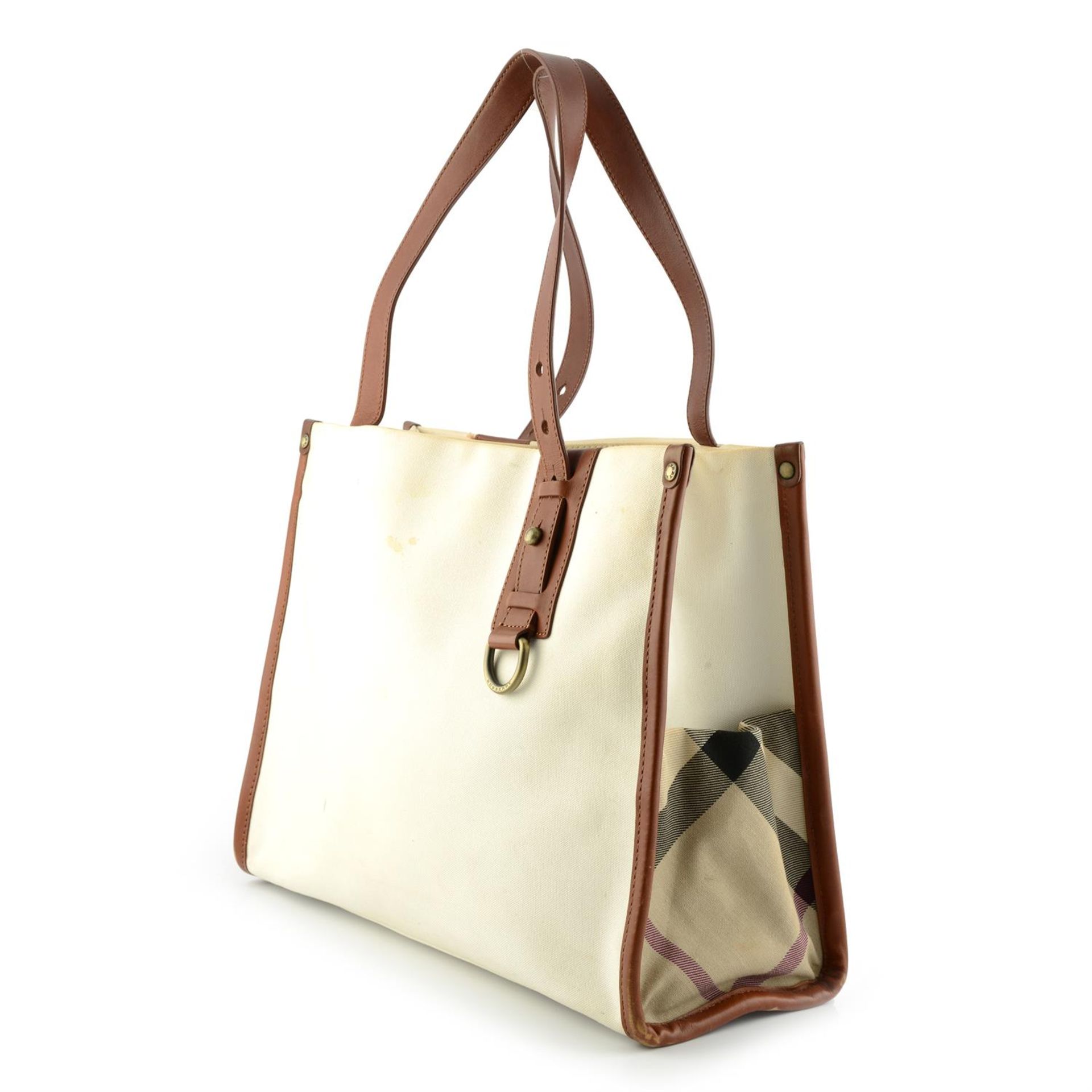 BURBERRY - a white canvas tote. - Image 3 of 5