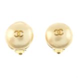 CHANEL - a pair of imitation pearl cabochon clip-on earrings.