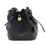 ASPINAL OF LONDON - a black leather bucket bag.