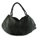 BOTTEGA VENETA - a black Intrecciato leather shoulder bag.