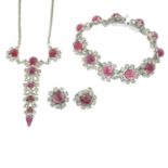 CHRISTIAN DIOR - a paste set necklace with matching bracelet and earrings.