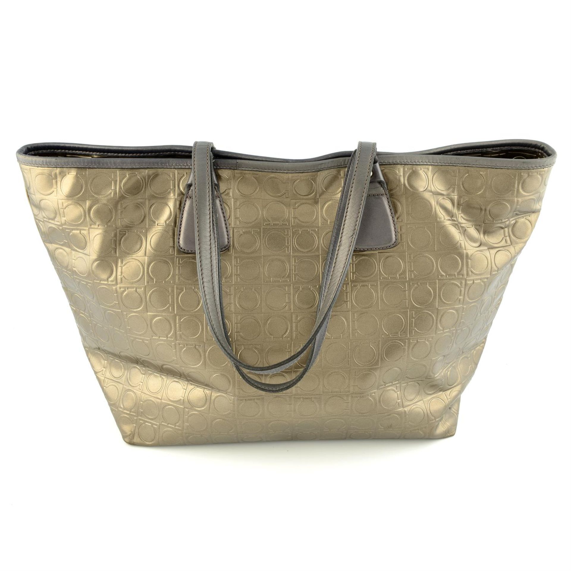 SALVATORE FERRAGAMO - a metallic embossed leather tote. - Image 2 of 5