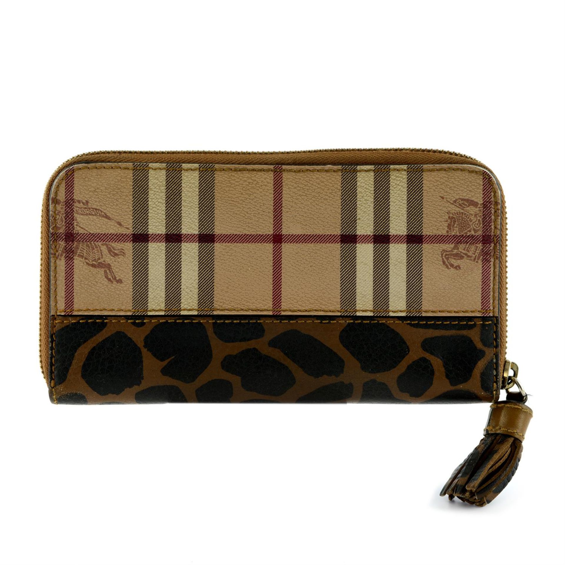 BURBERRY - A Horseferry check and leopard print leather zippy wallet. - Image 2 of 3