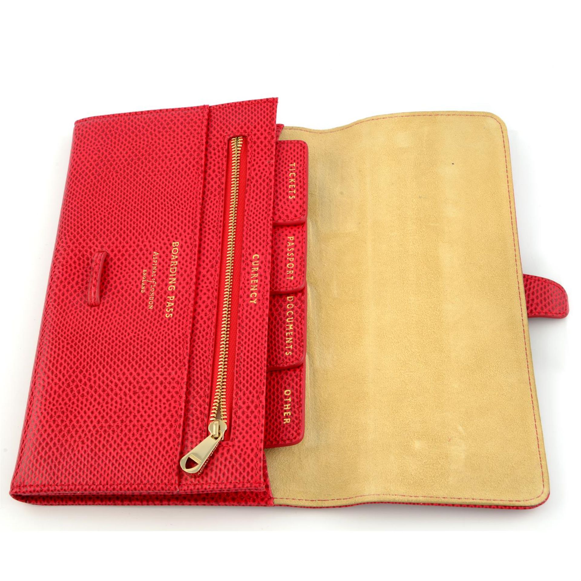 ASPINAL OF LONDON - a red embossed leather document holder. - Image 3 of 3