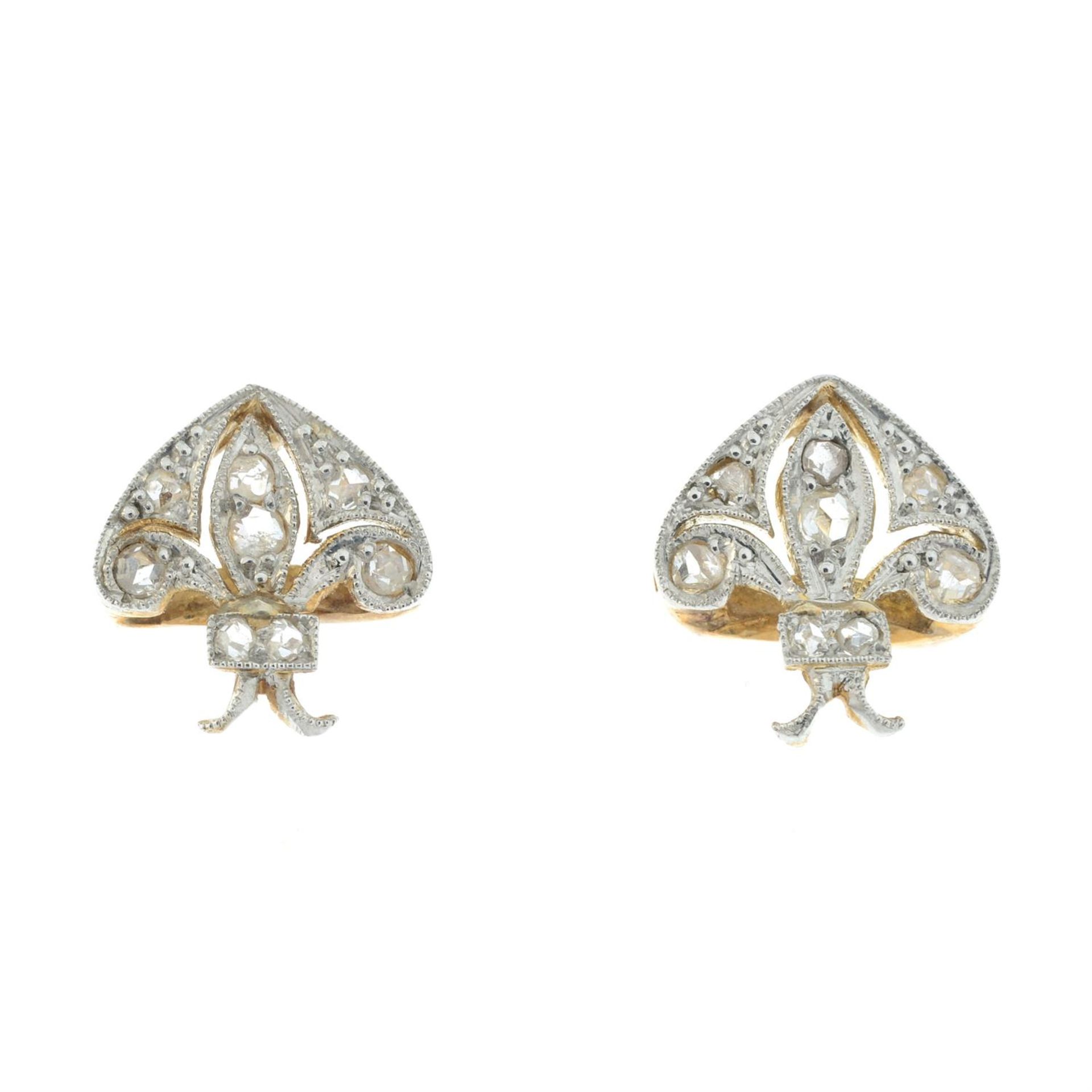 A pair of platinum and gold rose-cut diamond stylised insect earrings. - Image 2 of 5