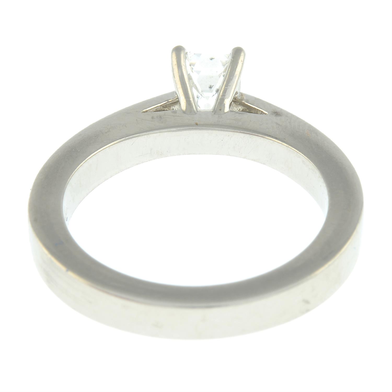 A platinum rectangular-shape diamond single-stone ring. - Image 3 of 5