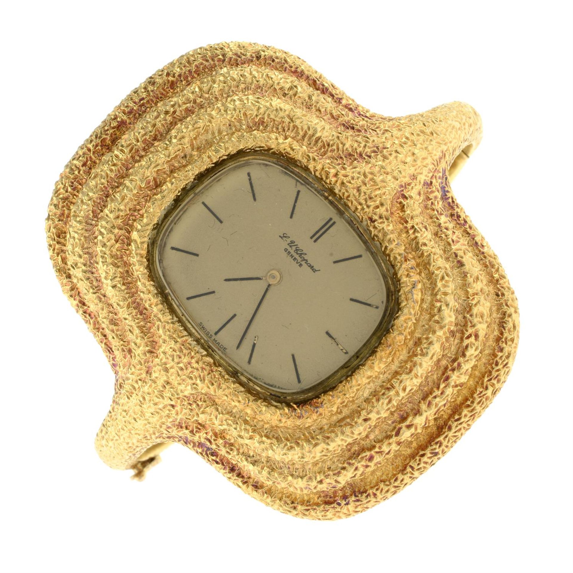 A 1970s 18ct gold watch bangle, with textured surrounds, by Chopard. - Image 2 of 4