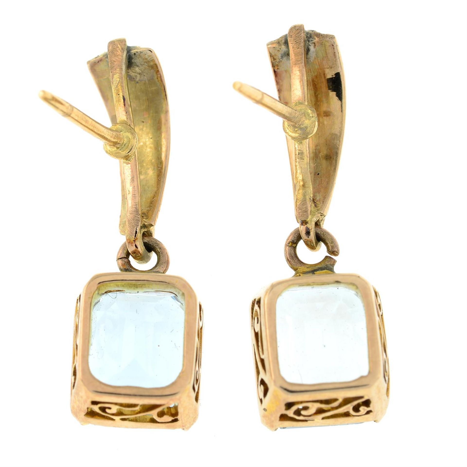 A pair of aquamarine drop earrings. - Bild 3 aus 4