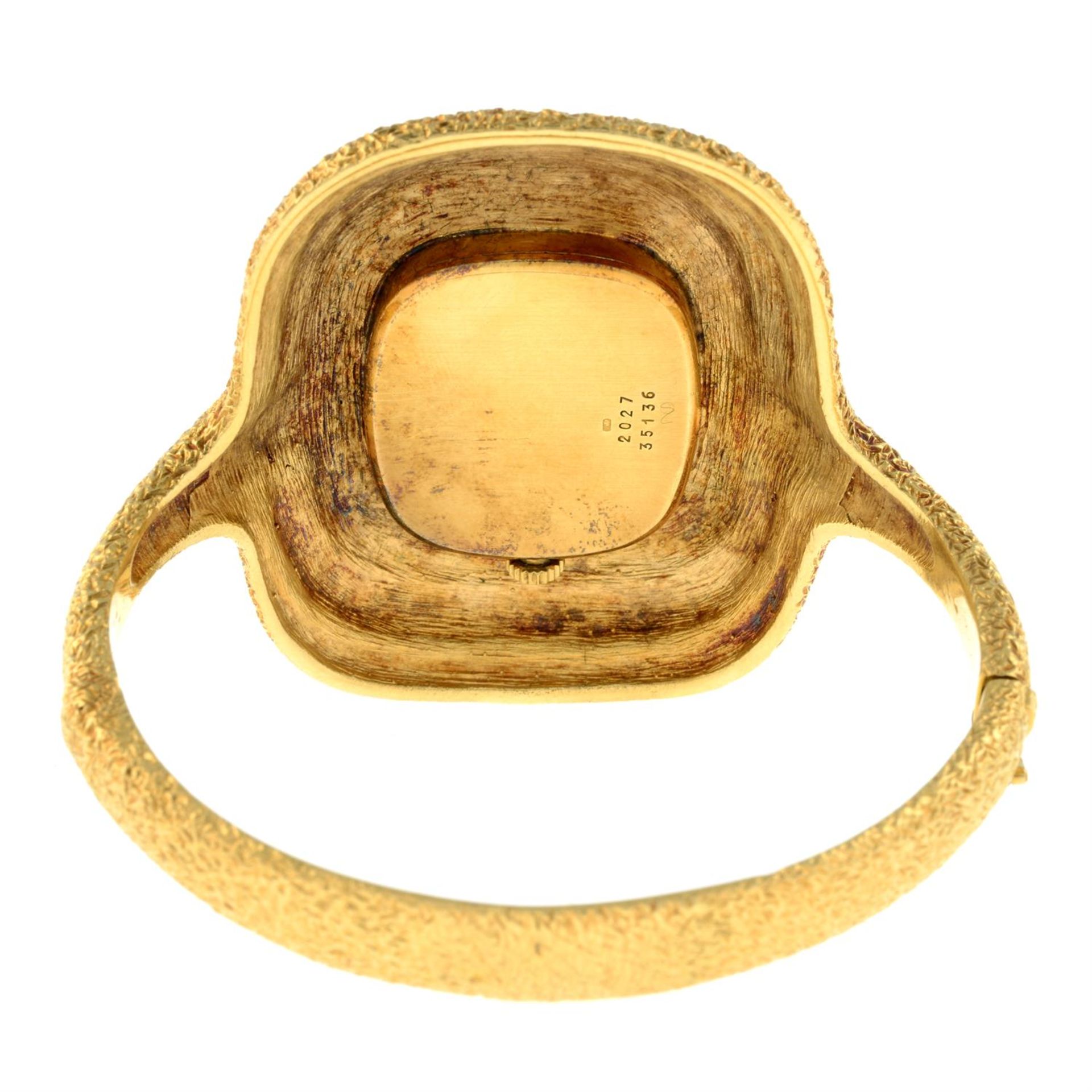 A 1970s 18ct gold watch bangle, with textured surrounds, by Chopard. - Image 3 of 4