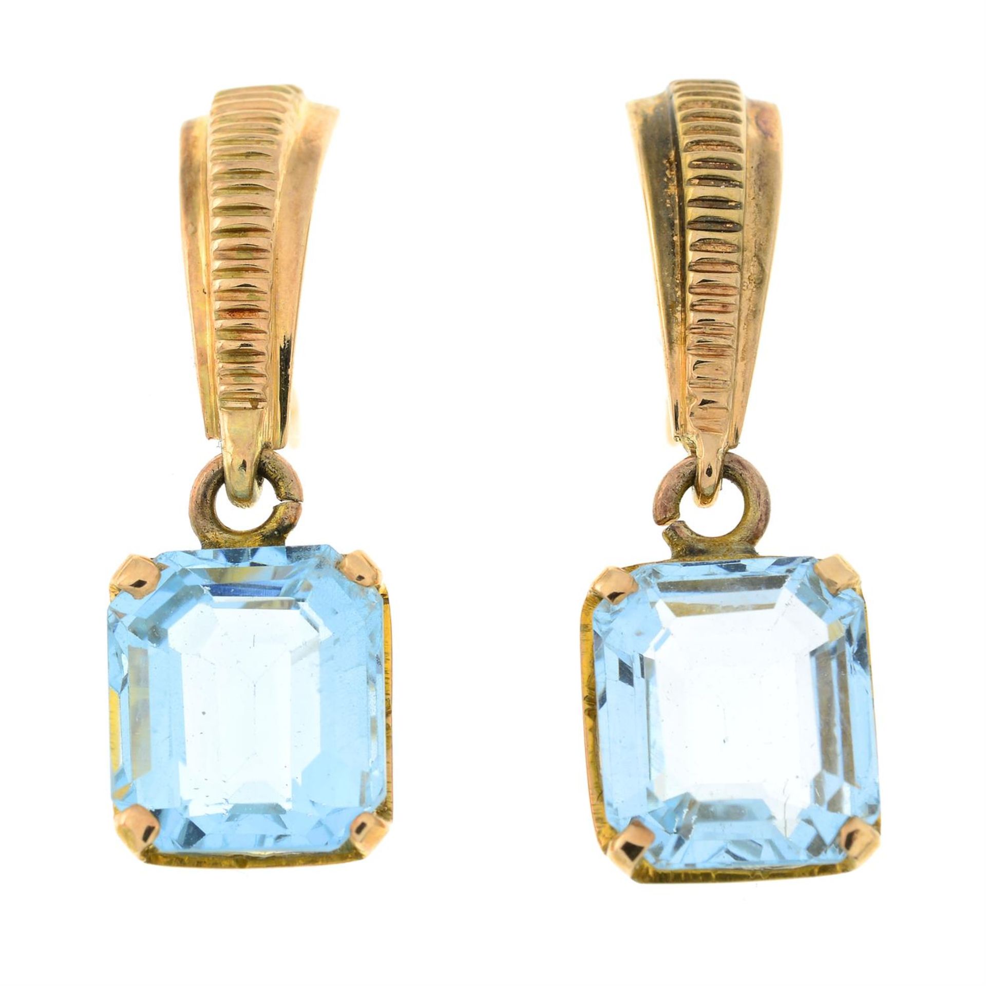 A pair of aquamarine drop earrings. - Bild 2 aus 4