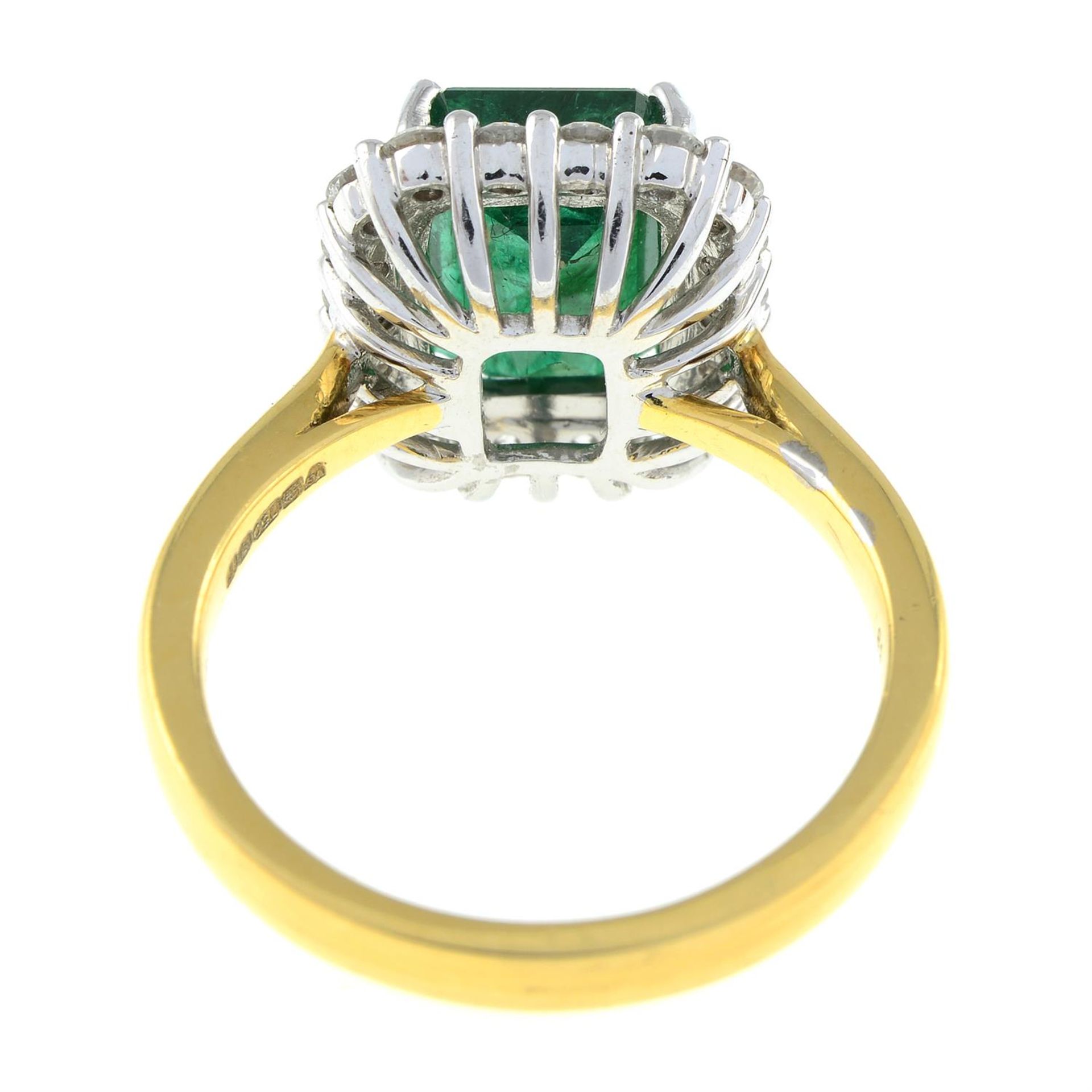 An 18ct gold emerald and brilliant-cut diamond cluster ring. - Image 3 of 5