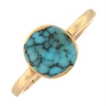 An early 20th century 9ct gold turquoise single-stone ring.