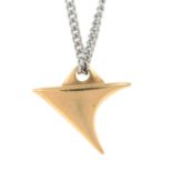An 18ct gold pendant, on an integral chain.