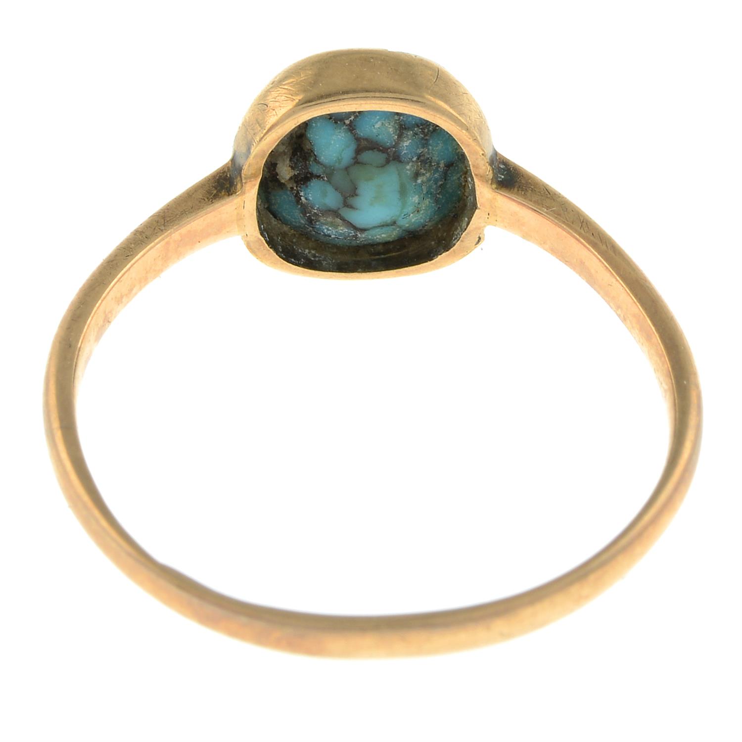 An early 20th century 9ct gold turquoise single-stone ring. - Image 2 of 2