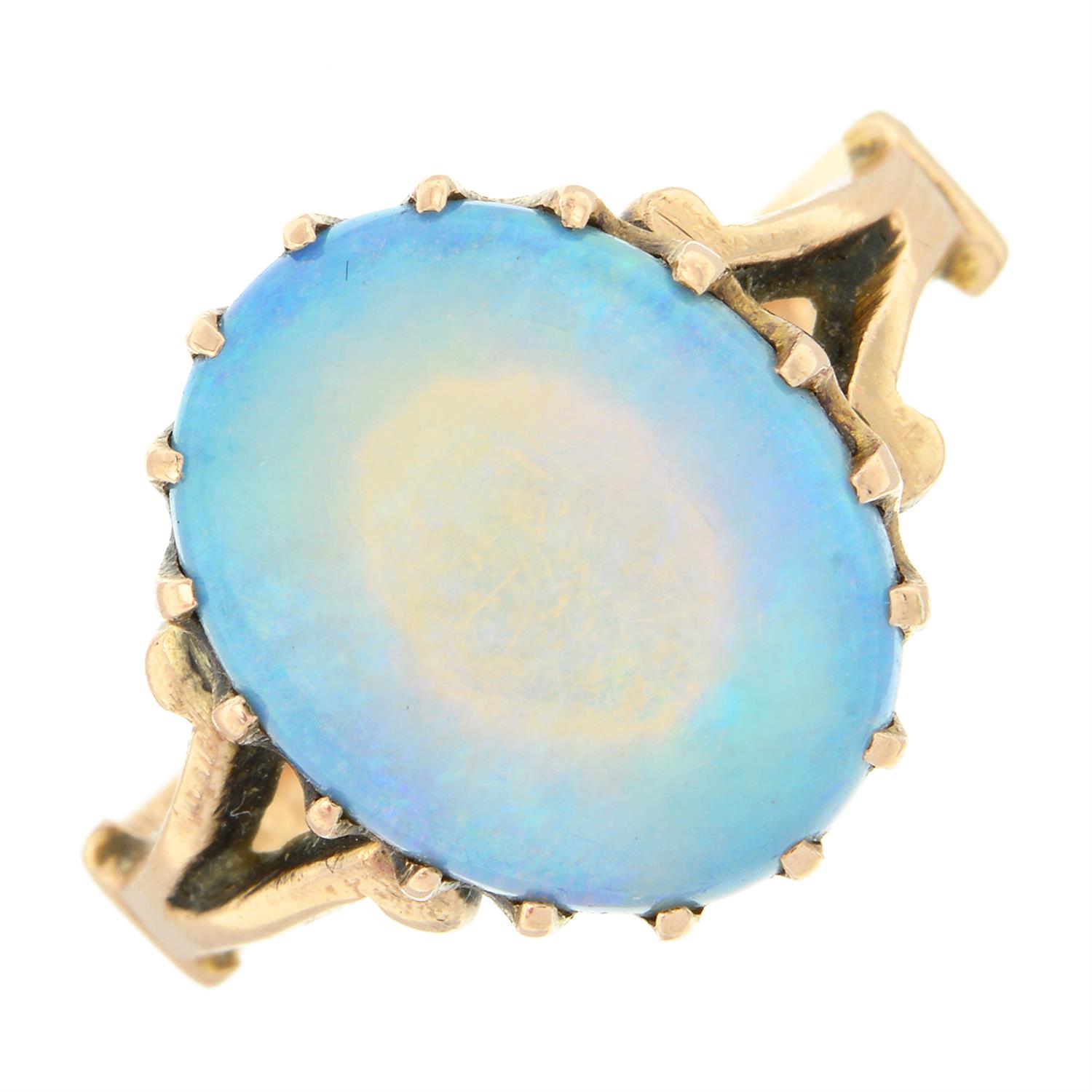An early to mid 20th century gold opal single-stone ring.