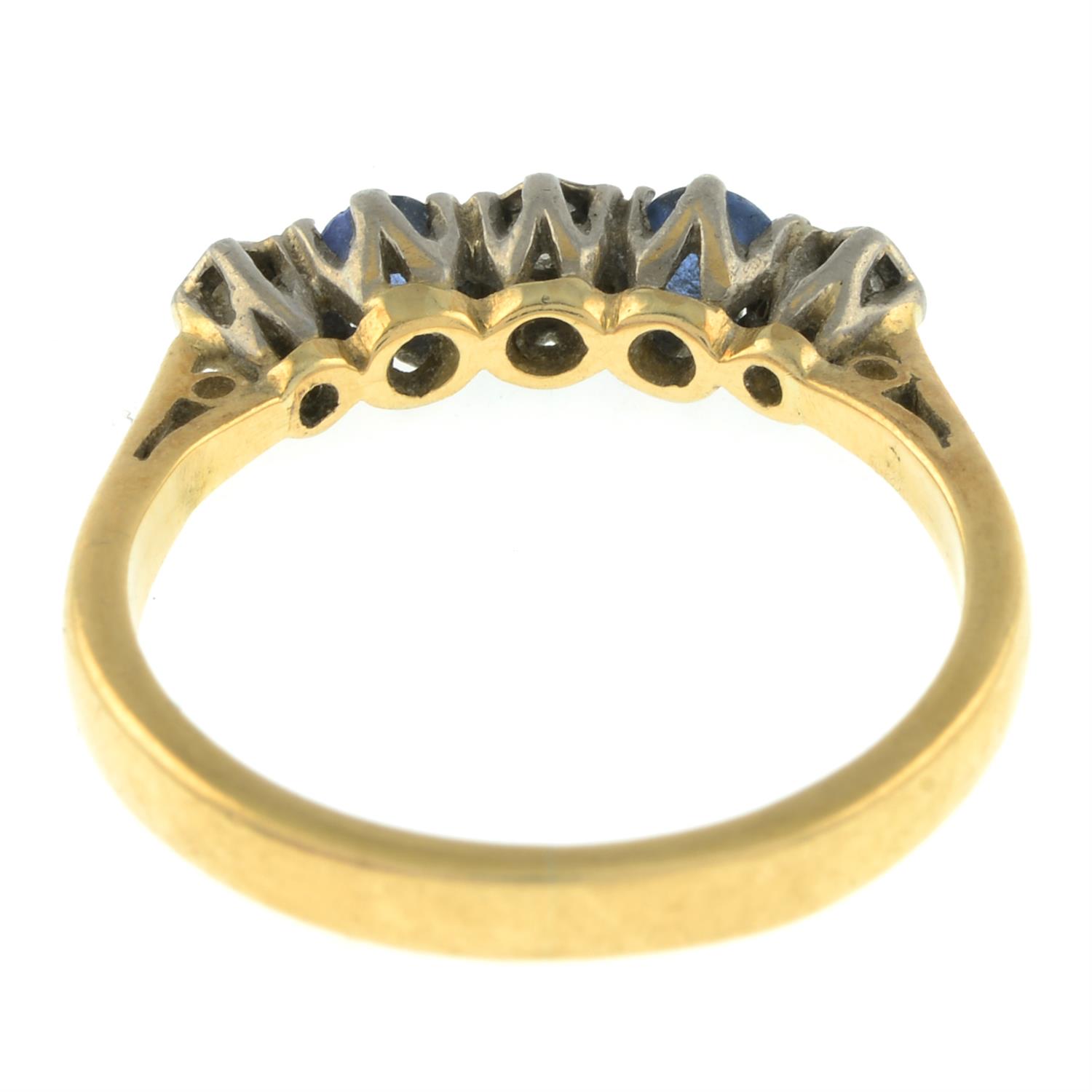 An 18ct gold sapphire and diamond five-stone ring. - Image 2 of 2