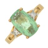 An 18ct gold green tourmaline and vari-shape diamond dress ring.