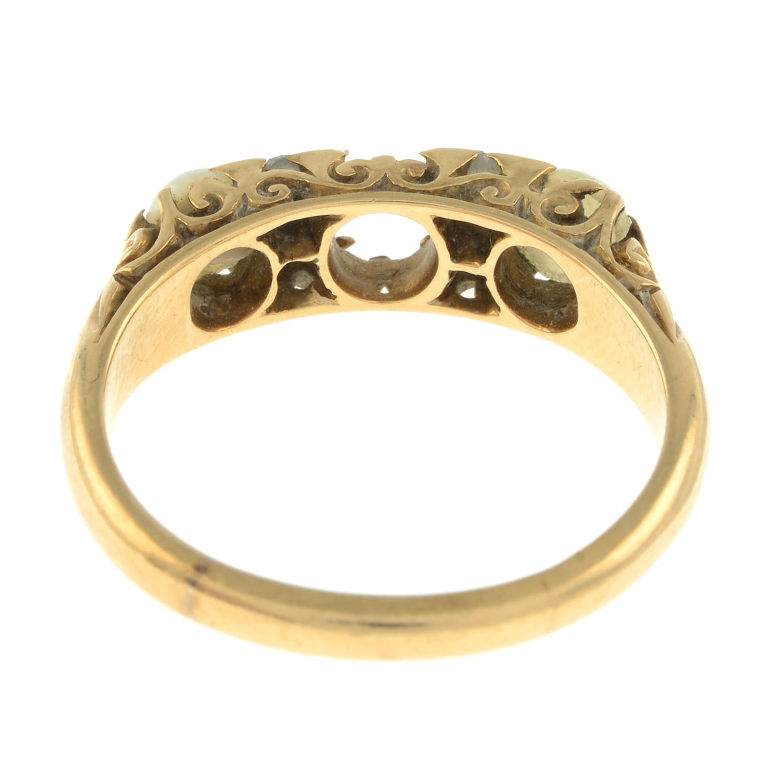 An early 20th century 18ct gold split pearl and old-cut diamond dress ring mount. - Image 2 of 2