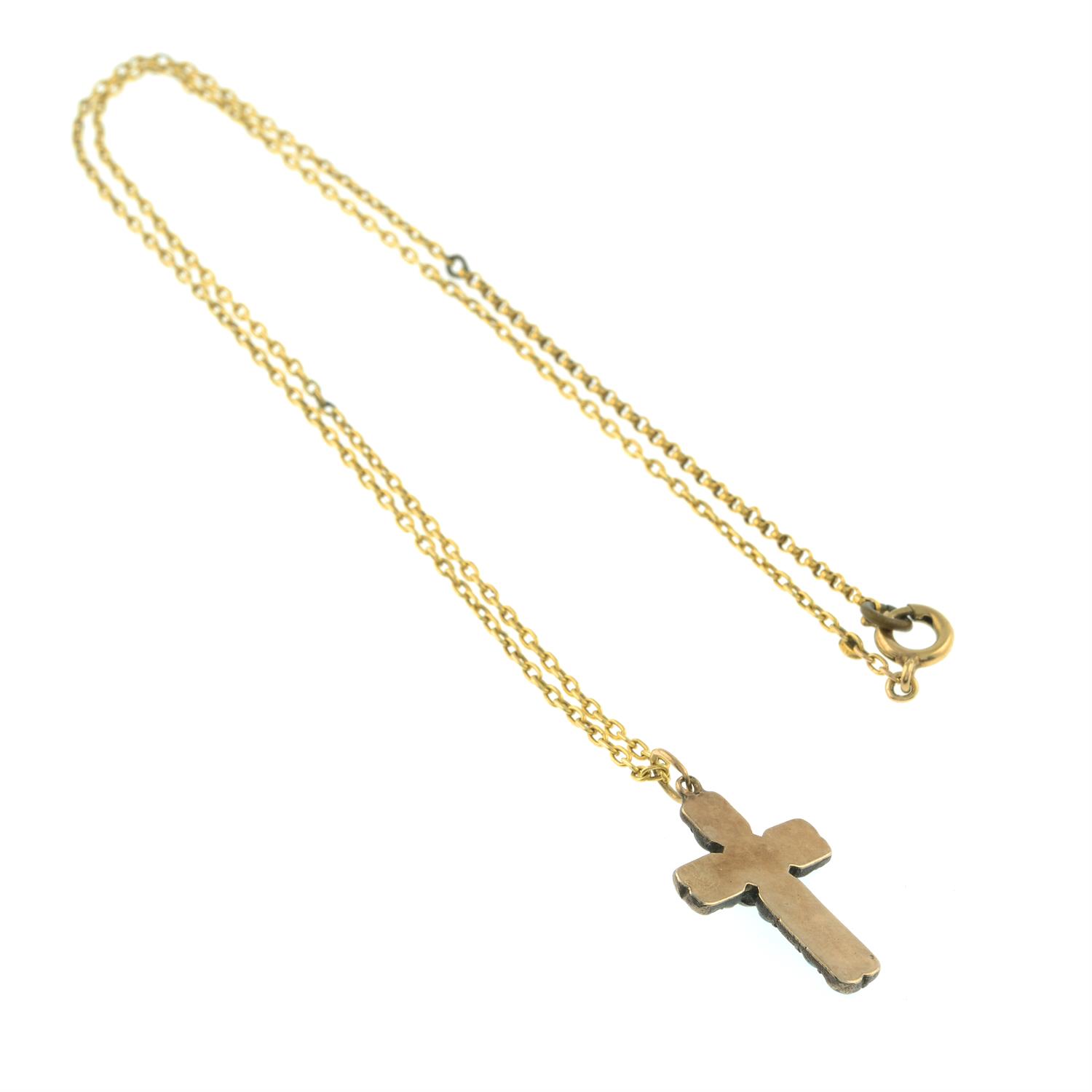 A turquoise cross pendant, with trace-link chain. - Image 2 of 2