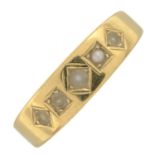 A late Victorian 18ct gold split pearl five-stone ring.