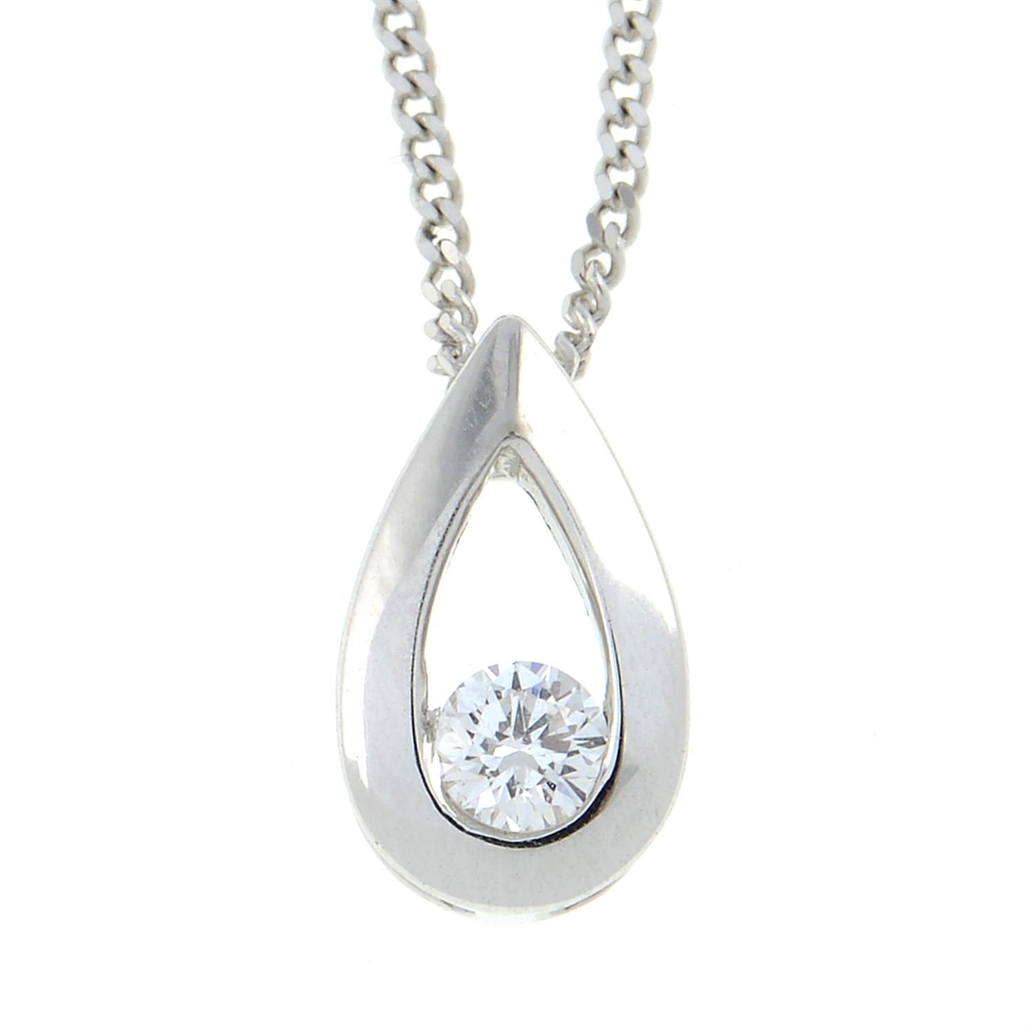 An 18ct gold brilliant-cut diamond pendant, with chain.