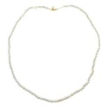 A cultured pearl single-strand necklace.