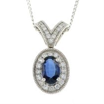 18ct gold sapphire & diamond pendant