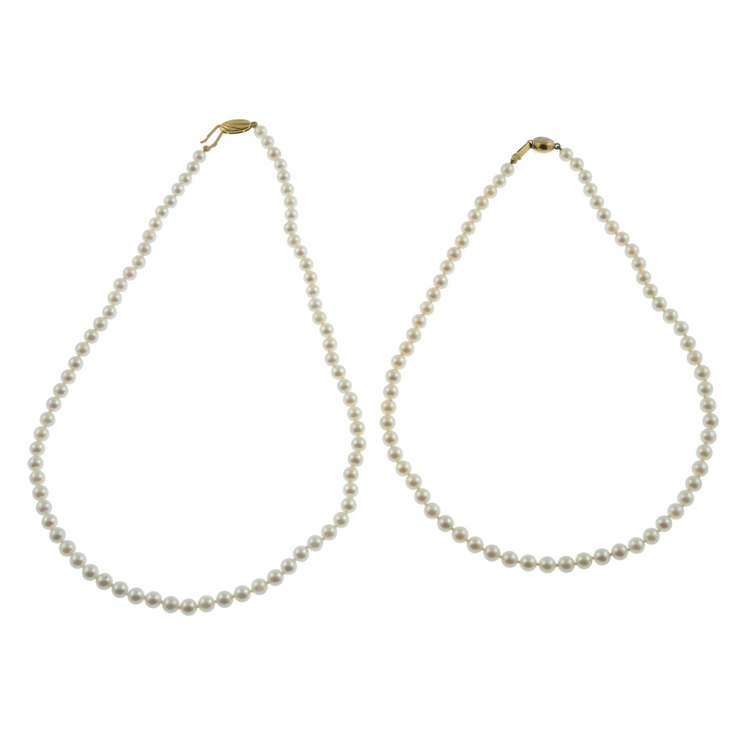 Two cultured pearl necklaces