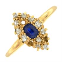 Early 20th century 18ct gold sapphire & diamond ring