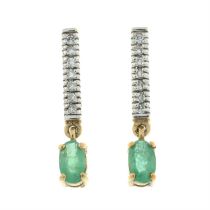 9ct gold emerald & diamond earrings