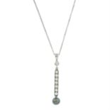 18ct gold cultured pearl & diamond pendant, with chain
