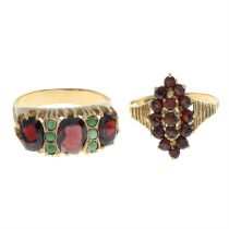 Two 9ct gold gem rings