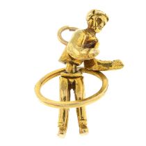 9ct gold man 'hoola hooping' charm