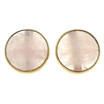 9ct gold rose quartz clip-on earrings.