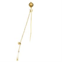 Victorian 9ct gold Pearl & Citrine Stick Pin