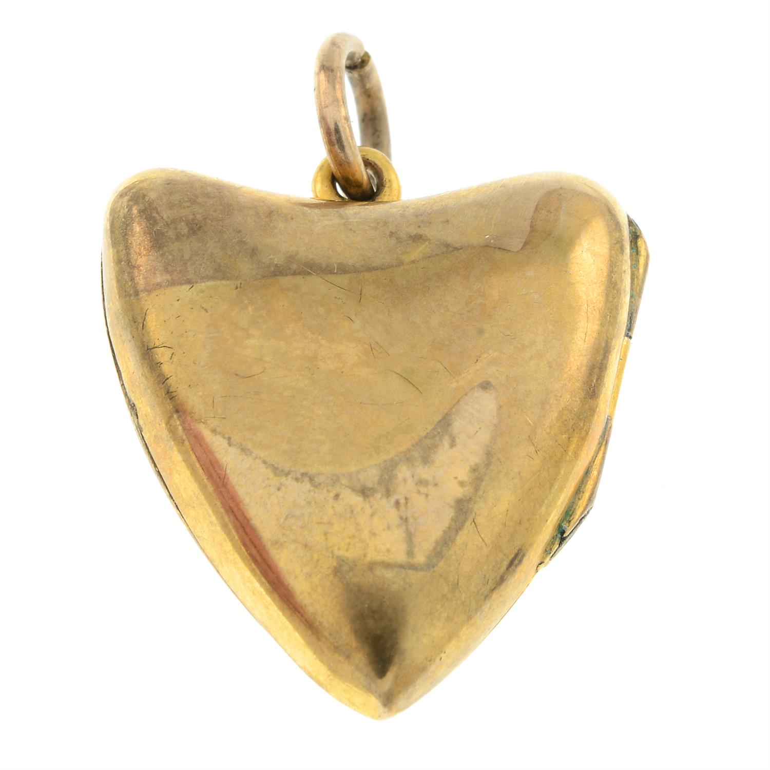 A late Victorian seed pearl and turquoise heart-shaped locket pendant. - Image 2 of 2