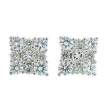 18ct gold vari-cut diamond cluster earrings