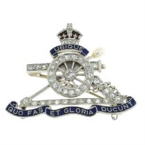 Diamond & enamel Royal Artillery brooch